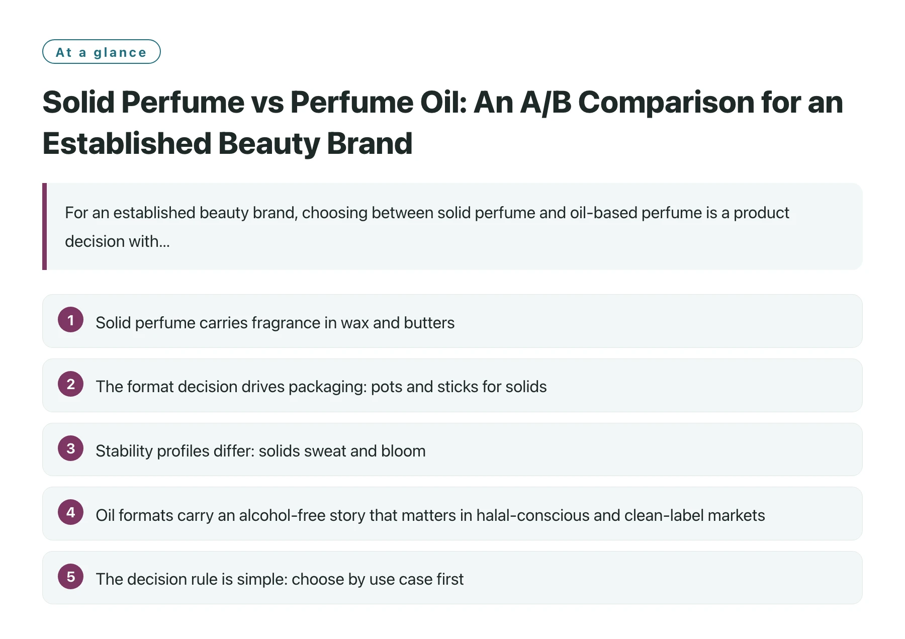 Solid Perfume vs Perfume Oil: An A/B Comparison for an Established Beauty Brand——全文要点速览